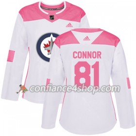 Adidas Maillot de Hockey Winnipeg Jets Kyle Connor 81 2017-2018 Blanc Rose Fashion Authentic - Femme